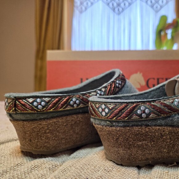 Haflinger "Art Noveau" 2025 Raised Heel Wool Mule in Kiwi, NIB, Runs Large - Picture 5 of 7